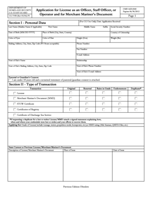 USCG License Renewal Form