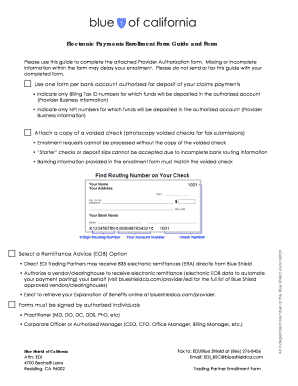 Blue Shield of California Electronic Payments Enrollment Form