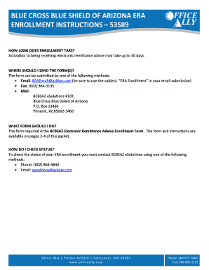 Blue Cross Blue Shield of Arizona Electronic Remittance Advice Enrollment Form