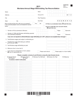 Montana Annual Wage Withholding Tax Reconciliation