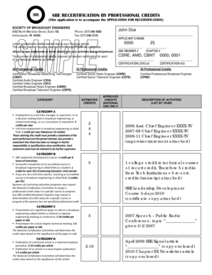 SBE Recertification by Professional Credits