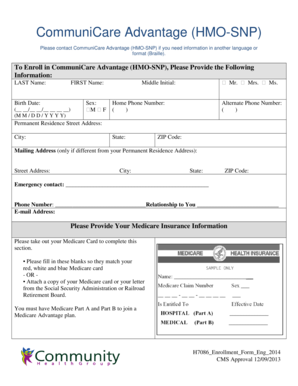 CommuniCare Advantage HMO-SNP Enrollment Form
