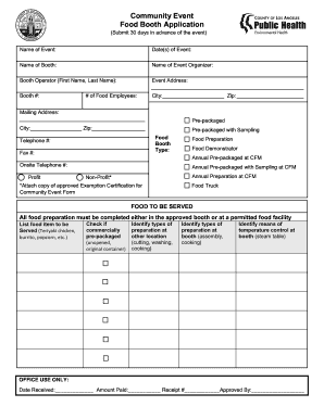 California Food Booth Application