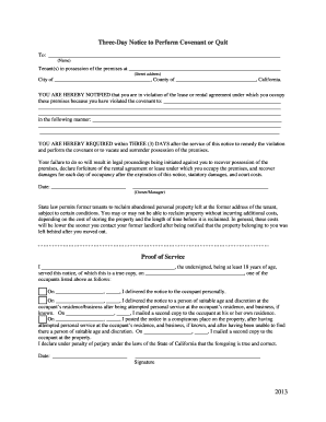 Three-Day Notice to Perform Covenant or Quit