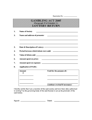 UK Lottery Return Form