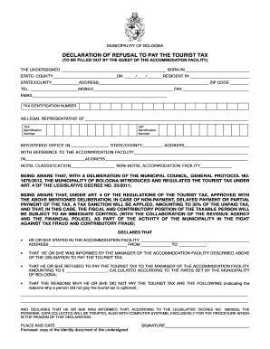 Declaration of Refusal to Pay Tourist Tax
