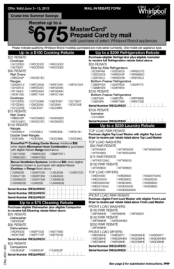 Whirlpool Appliance Rebate Form