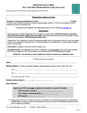New York State Partnership Long-Term Care Registration Form
