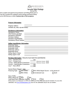 Investor Sales Package