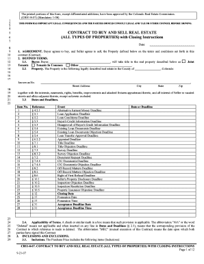 Colorado Contract to Buy and Sell Real Estate