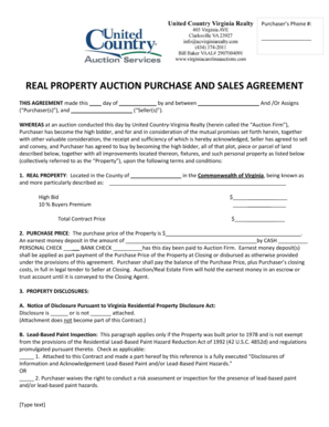 Real Property Auction Purchase and Sales Agreement