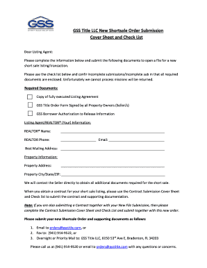 GSS Title Short Sale Order Submission Form