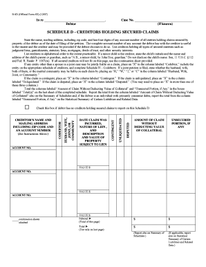 Schedule D - Creditors Holding Secured Claims
