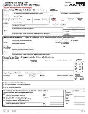 Anmeldung zum Bezug einer Ergänzungsleistung zur AHV- oder IV-Rente