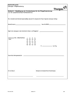 Bestätigung der Krankenkasse für die Pflegefinanzierung
