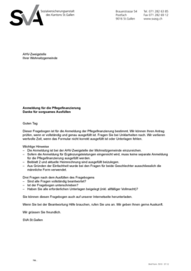 Anmeldung für die Pflegefinanzierung