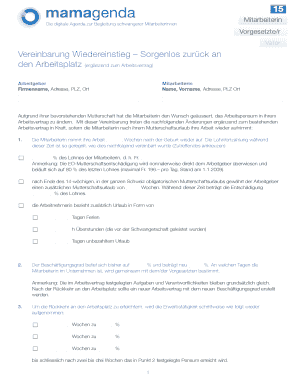 Vereinbarung Wiedereinstieg