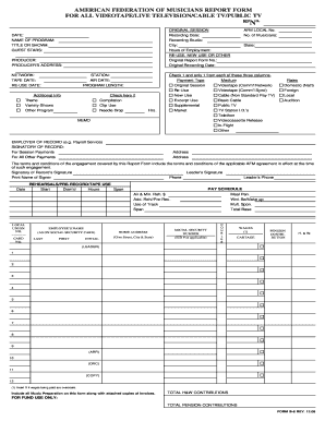 American Federation of Musicians Report Form