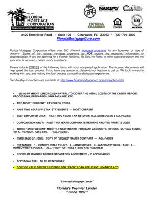 Florida Mortgage Application Form