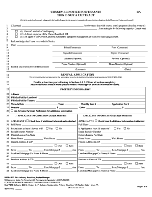 Pennsylvania Rental Application Form