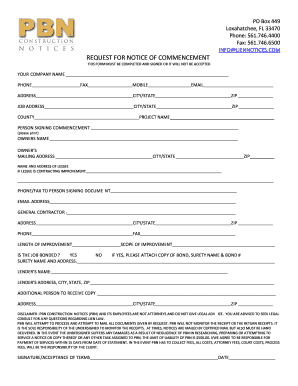 Request for Notice of Commencement