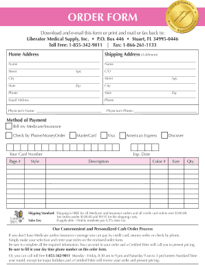 Liberator Medical Supply Order Form