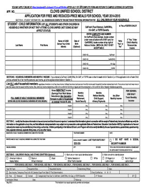 Application for Free and Reduced-Price Meals