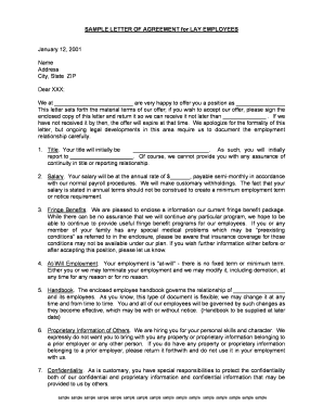 Letter of Agreement for Lay Employees