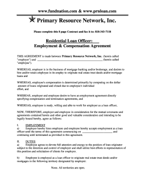 Residential Loan Officer Employment Agreement
