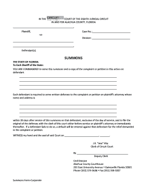 Florida Summons Form