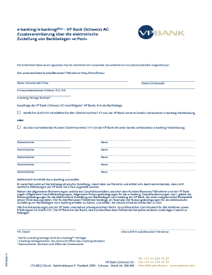 Zusatzvereinbarung über die elektronische Zustellung von Bankbelegen «e-Post»