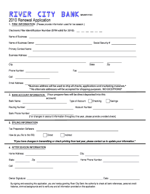 2010 River City Bank Renewal Application