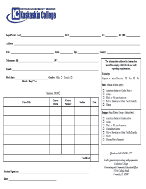 Kaskaskia College Registration Form