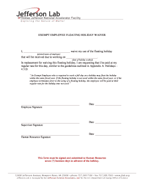 Exempt Employee Floating Holiday Waiver