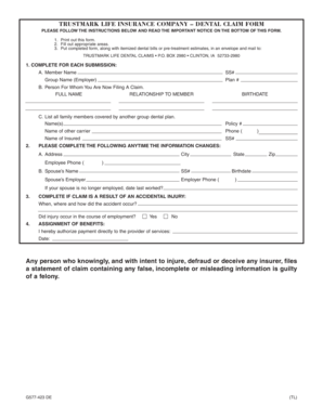 Trustmark Life Dental Claim Form
