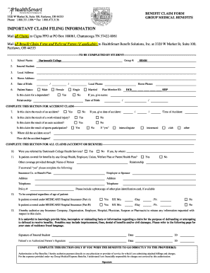 Po box 18223 chattanooga tn 37422 fax number - DSGHP Medical Claim Form - Dartmouth College - dartmouth