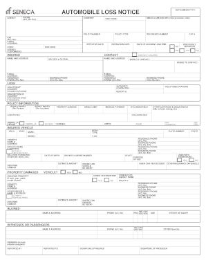 Automobile Loss Notice Form