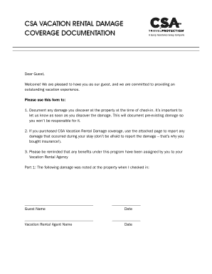 CSA Vacation Rental Damage Coverage Claim Form