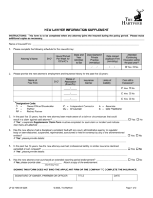 New Lawyer Information Supplement