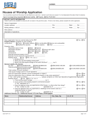 Houses of Worship Insurance Application