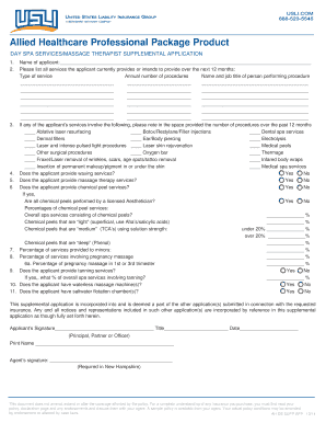 Day Spa Services Massage Therapist Supplemental Application