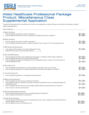 Allied Healthcare Professional Supplemental Application