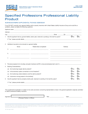 Business Owners Supplemental Package Addendum