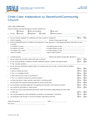 Child Care Operations Addendum