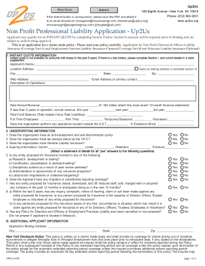 Non Profit Professional Liability Application