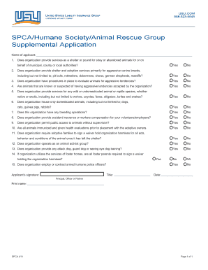 SPCA Supplemental Application