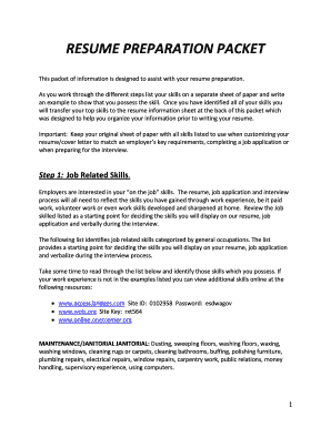 Resume Preparation Packet