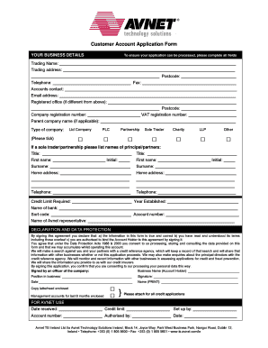 Customer Account Application Form