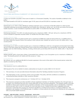 Yachting Australia Sporting Personal Injury Insurance Claim Form