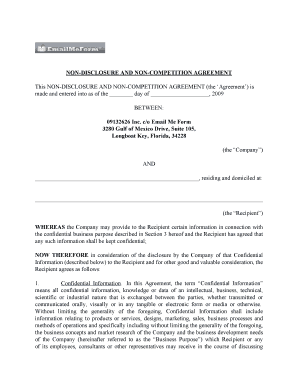 Non-Disclosure and Non-Competition Agreement